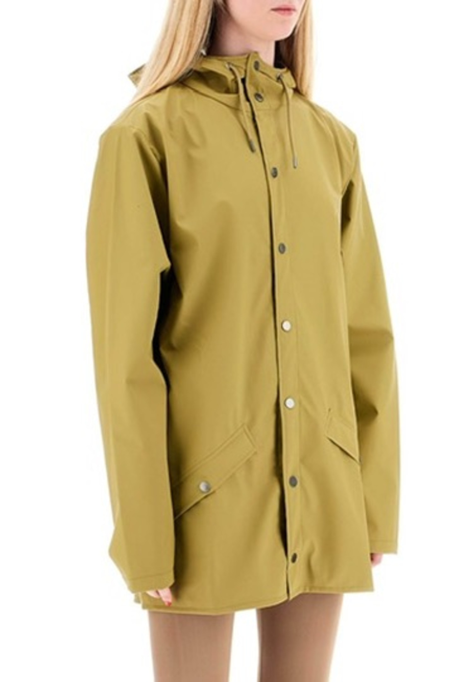 RAINS Waterproof Snap Front Rain Jacket Khaki Unisex M - Picture 5 of 6